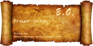 Breyer Orion névjegykártya
